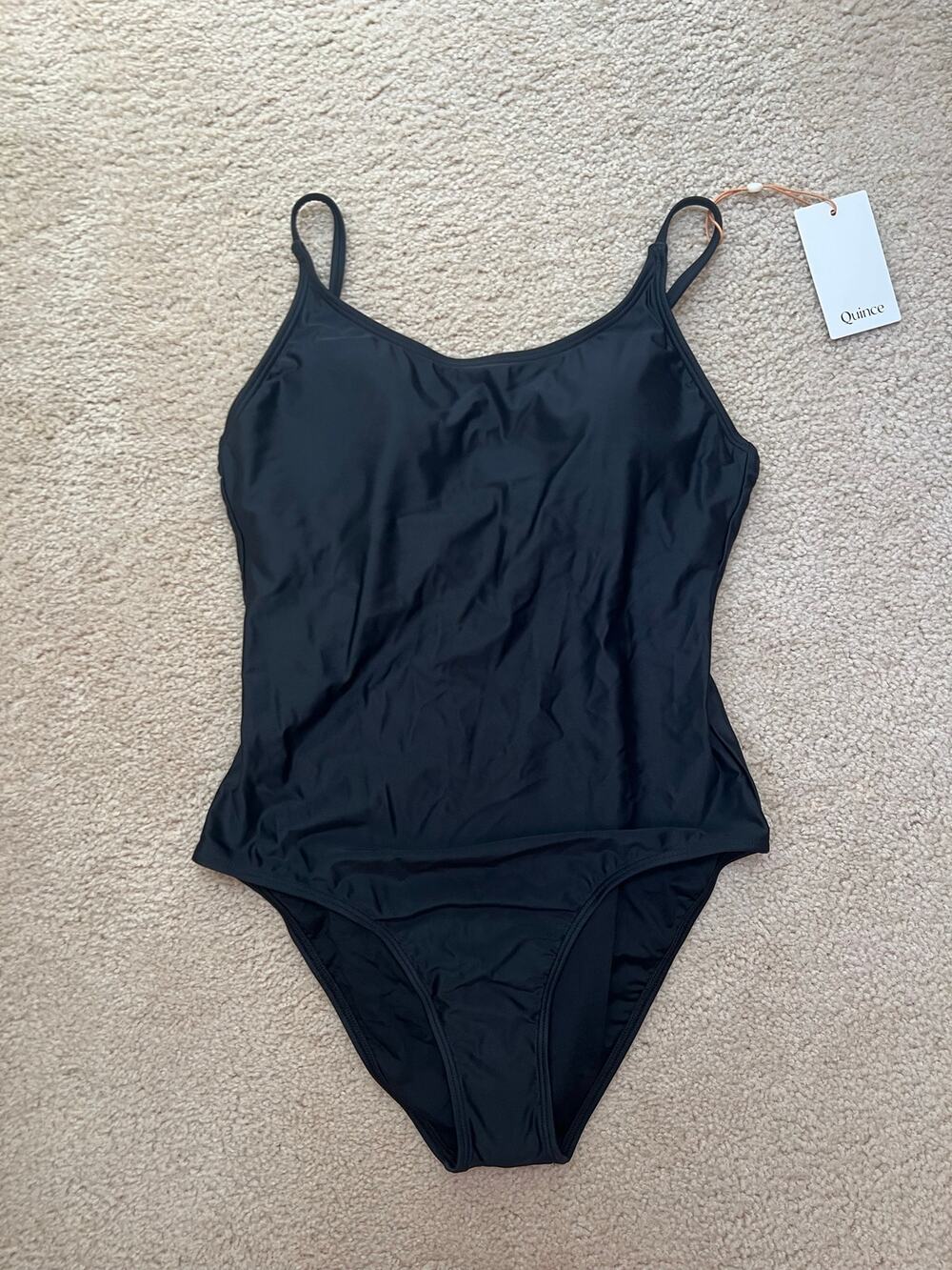 NEW Quince Italian Cami One-Piece Swimsuit Black Bathing-suit Italian Women's M